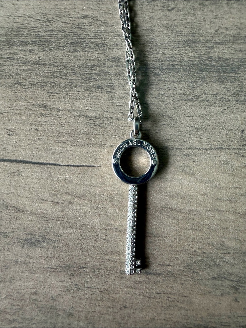 Michael Kors Silver Pave Key Pendant Necklace